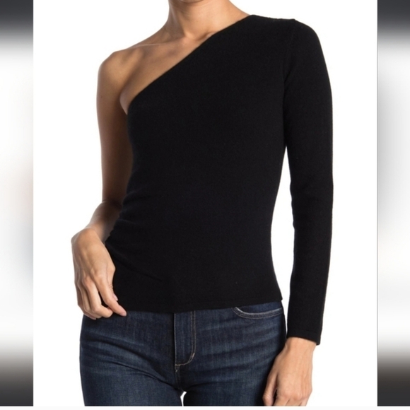 Catherine Malandrino NWT Women's XL Black Cashmere Blend One Shoulder Sweater - Picture 1 of 9